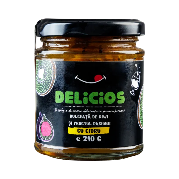 Dulceață de Kiwi și Fructul Pasiunii cu Cidru, Gust Exotic și Revigorant 210g